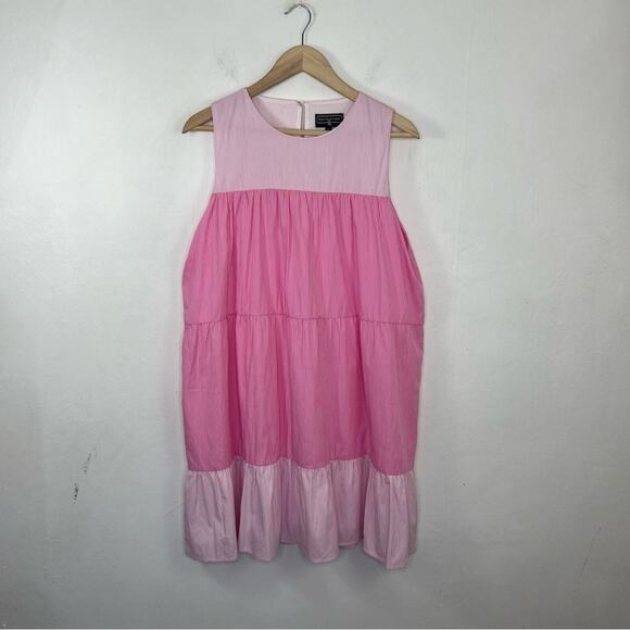 Duffield Lane Pink White Striped Adele Tiered Dress Size Large - Picture 3 of 13